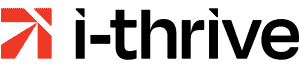 i-Thrive logo with a red upward arrow symbol on the left and bold black text "i-thrive"
