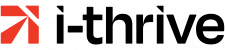 i-Thrive logo with a red upward arrow symbol on the left and bold black text "i-thrive"